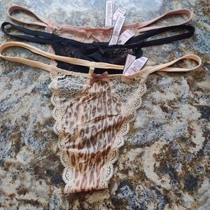 Lot 3x XL NWT Victoria' Secret Dream Angels Lace & Smooth V-String Thong Panties